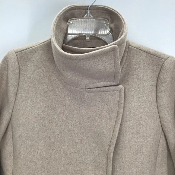 Ann Taylor Wool Blend Pea Coat Career Winter Creme/Tan Size Small Petite - Picture 3 of 11